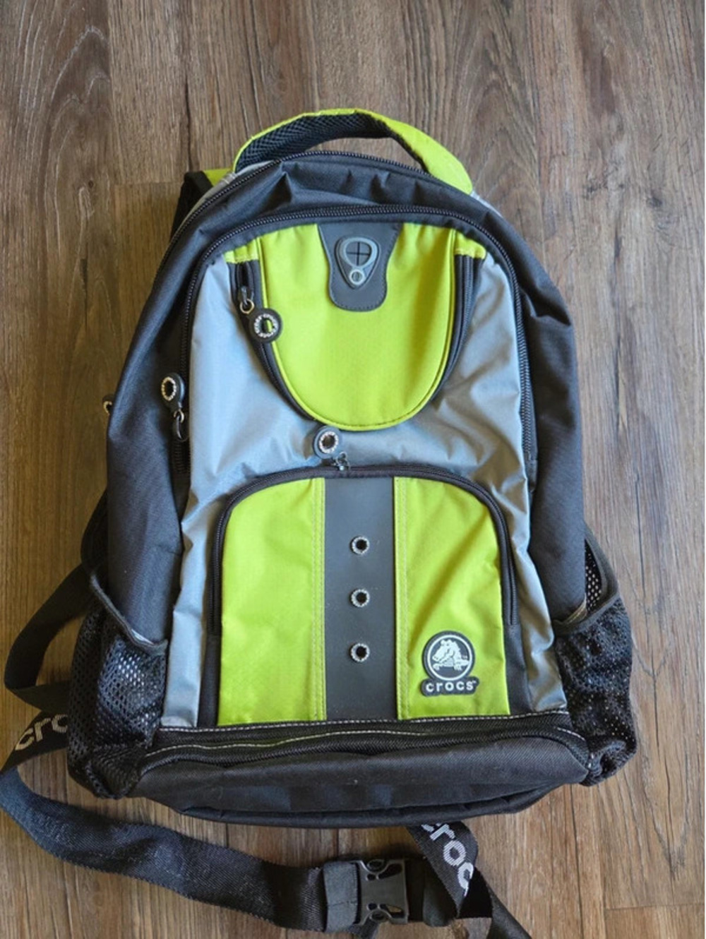 Crocs green and black backpack